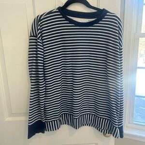 Alice Walk Crewneck Striped Navy and White Sweatshirt